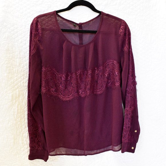 Purple Lace and Chiffon Blouse - Picture 1 of 3